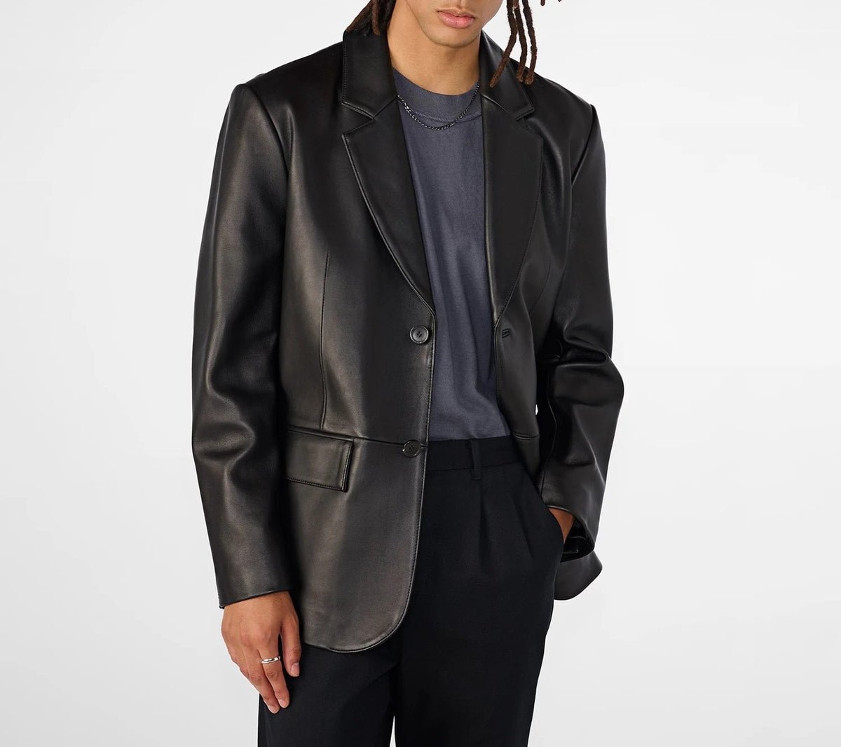 Dylan Black Leather Blazer - jnjjackets
