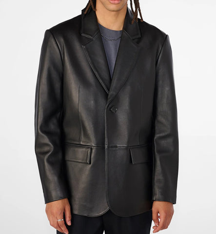 Dylan Black Leather Blazer - jnjjackets