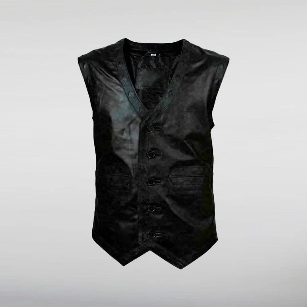 The New Warriors Leather Black Vest