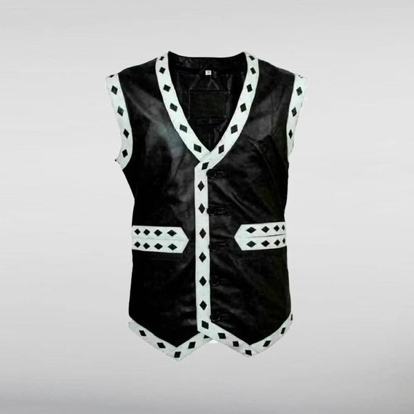 The Warriors White and Black Leather Vest