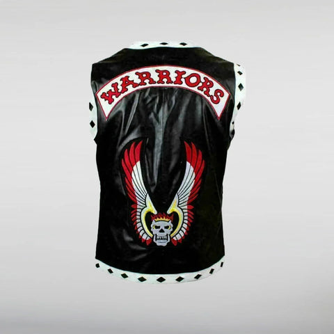 The Warriors White and Black Leather Vest