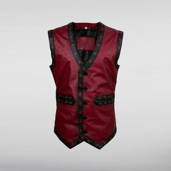 Maroon Leather Vest The Warriors Costume