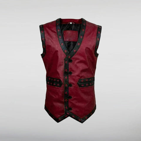 Maroon Leather Vest The Warriors Costume