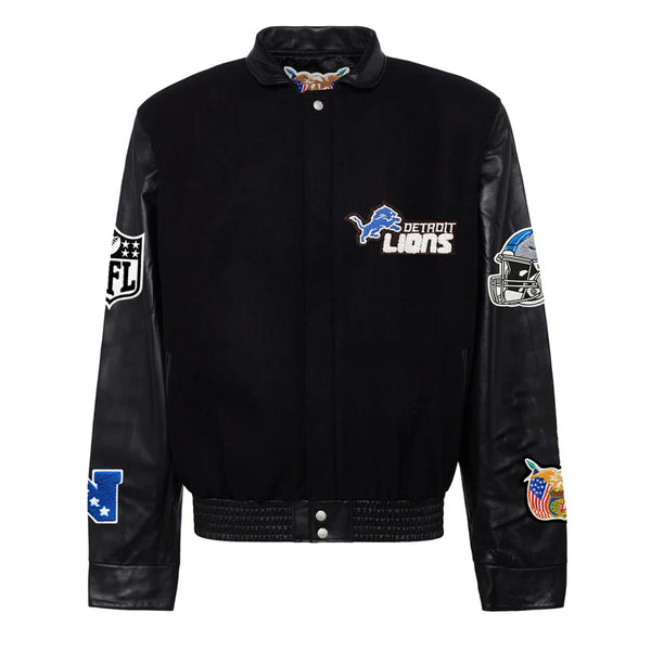 DETROIT LIONS WOOL & LEATHER VARSITY JACKET