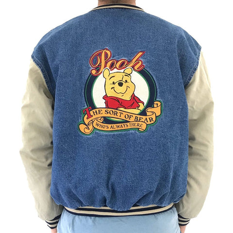 Winnie The Pooh Denim Varsity Jacket - JnJ Jackets