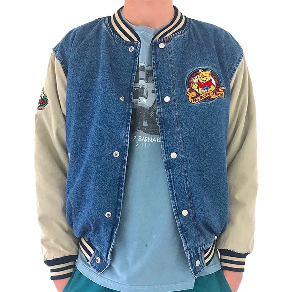 Winnie The Pooh Denim Varsity Jacket - JnJ Jackets