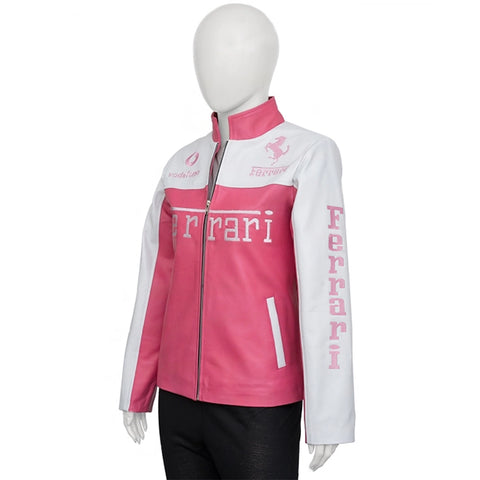 Ferrari Pink Leather Jacket - jnjjackets