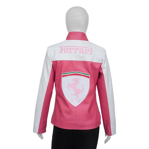 Ferrari Pink Leather Jacket - jnjjackets