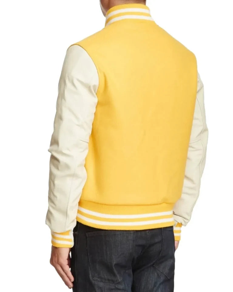 Yellow and White Varsity Jacket - JnJ Jackets