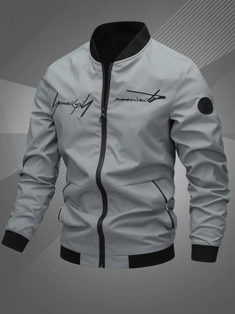 Letter Embroidered Casual Bomber Jacket - JnJ Jackets