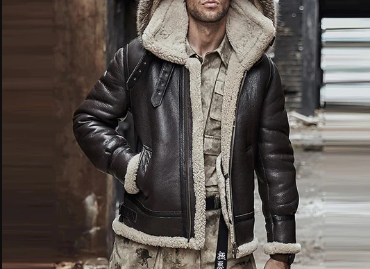 Sherpa Lined Leather Jacket