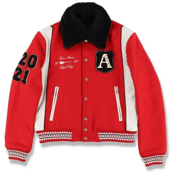 Amiri Always on Point Red Varsity Jacket