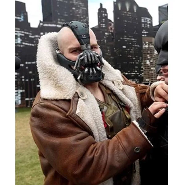 Bane The Dark Knight Rises Shearling Leather Coat