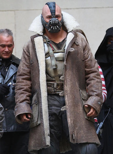 Bane The Dark Knight Rises Shearling Leather Coat