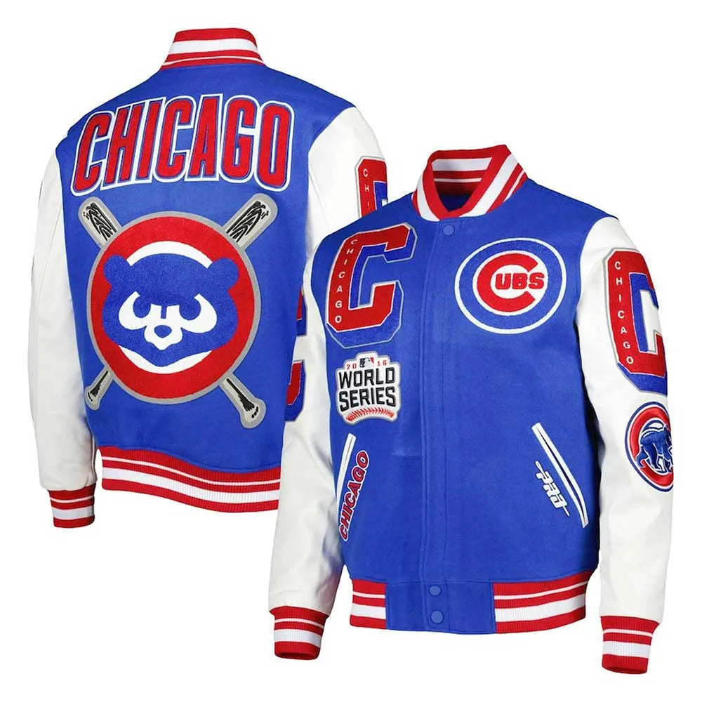 Varsity Chicago Cubs Mash Up White and Royal Blue Jacket