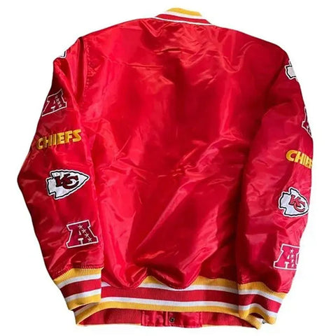 Football Kansas City Chiefs Bomber Red Satin Jacket - JnJ Jackets