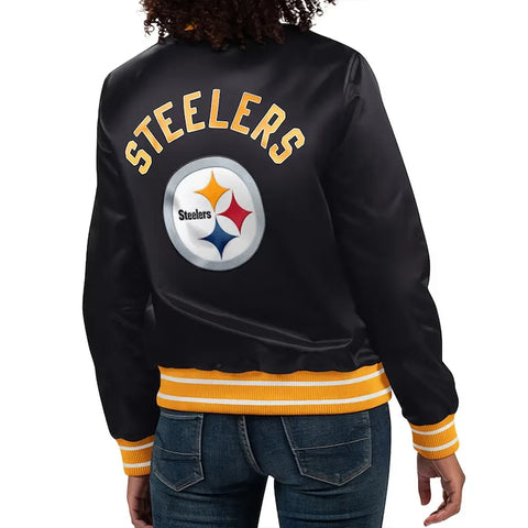 Full Count Pittsburgh Steelers Black Satin Jacket