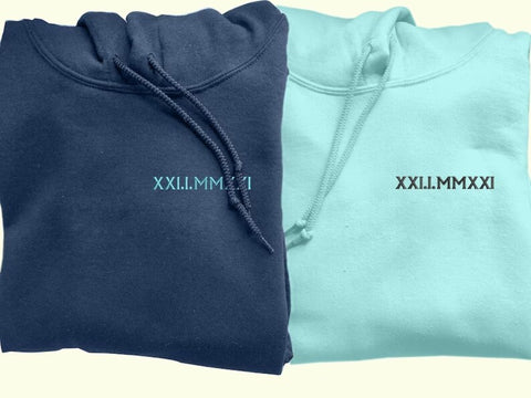 Personalized Roman Numeral Couples Hoodie