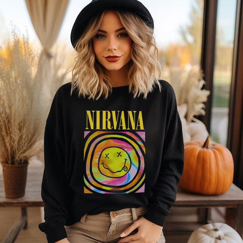 Nirvana Smile Face Crewneck Sweatshirt - jnjjackets