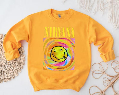 Nirvana Smile Face Crewneck Sweatshirt - jnjjackets