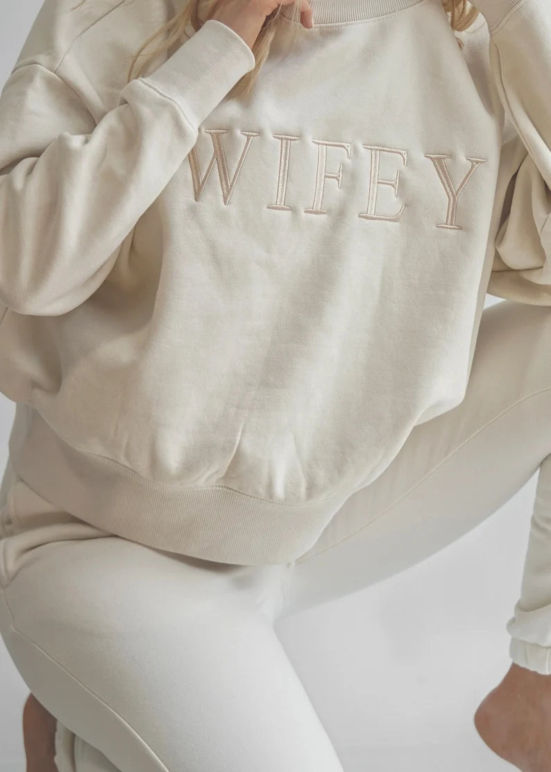 Embroidered Wifey Sweatshirt