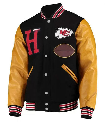 Kansas City Chiefs Letterman Gold and Black Jacket - JnJ Jackets