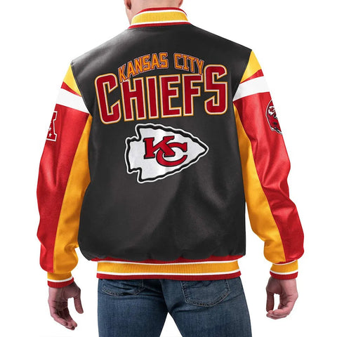 Kansas City Chiefs Black Varsity Full-Zip Leather Jacket - JnJ Jackets