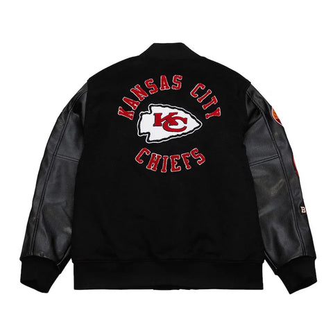 Kansas City Chiefs Blackout Vintage Logo Varsity Jacket - JnJ Jackets