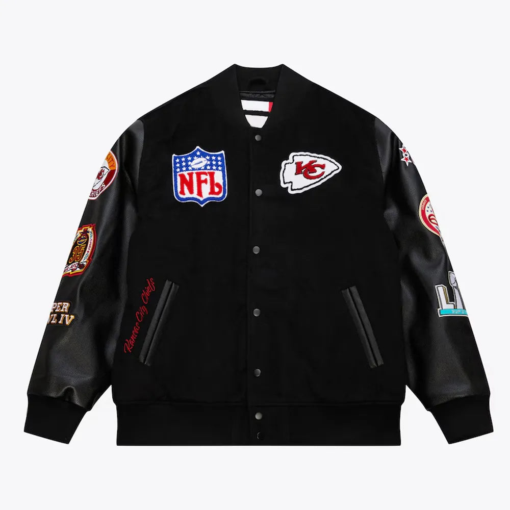 Kansas City Chiefs Blackout Vintage Logo Varsity Jacket - JnJ Jackets