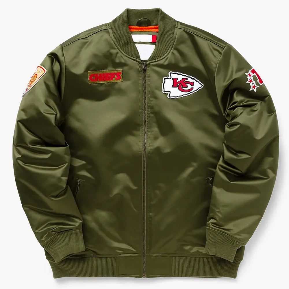 Kansas City Chiefs Bomber Green Satin Jacket - JnJ Jackets