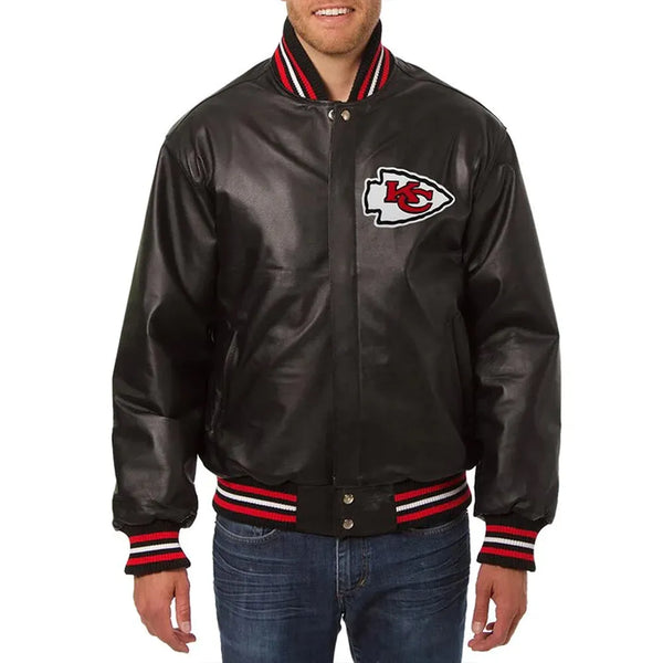 Kansas City Chiefs Varsity Black Leather Jacket