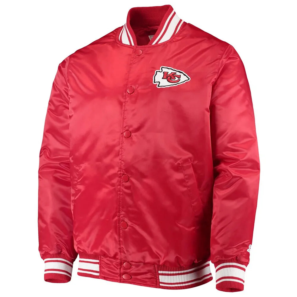 Kansas City Chiefs Locker Room Red/Black Full-Snap Satin Jacket - JnJ Jackets