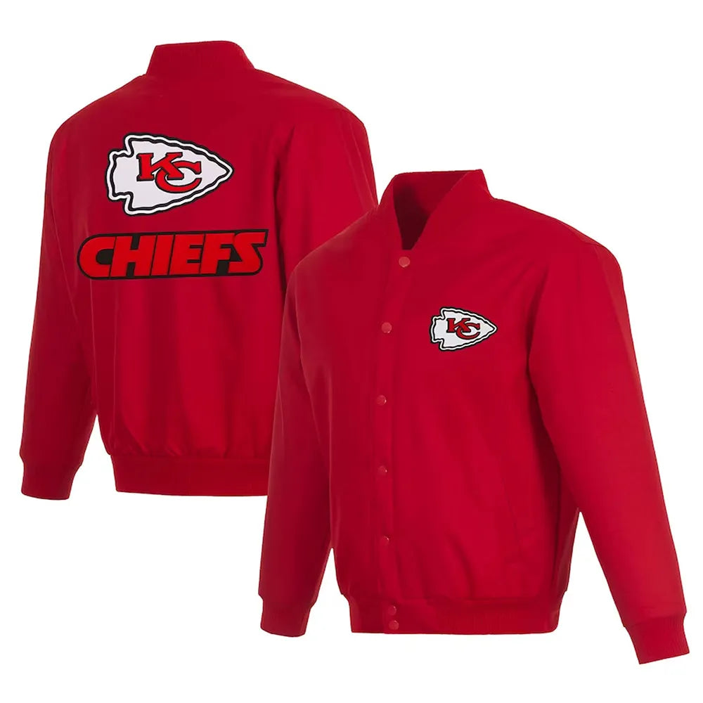 Kansas City Chiefs Poly Twill Varsity Red Jacket - JnJ Jackets