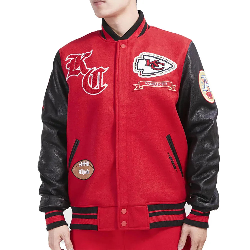 Prep Kansas City Chiefs Red and Black Varsity Jacket - JnJ Jackets