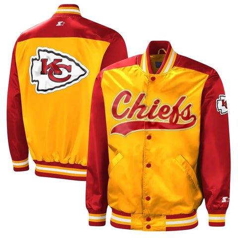 Tradition Kansas City Chiefs Red and Gold Varsity Satin Jacket