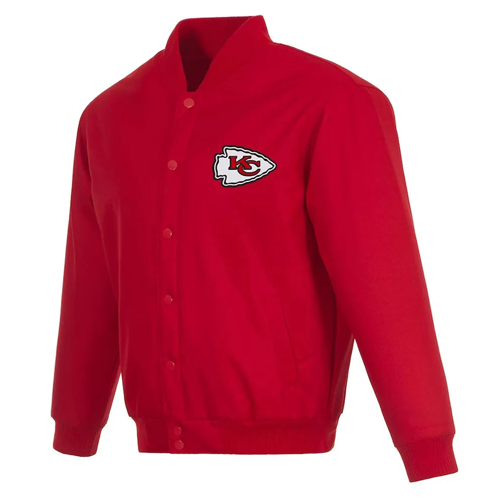 Kansas City Chiefs Poly Twill Varsity Red Jacket - JnJ Jackets