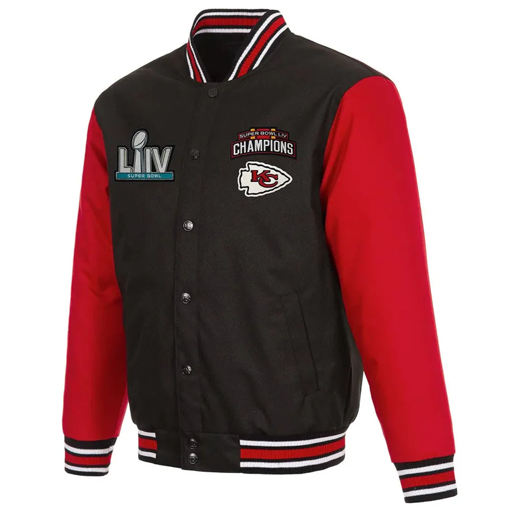 Super Bowl Champions Kansas City Chiefs Varsity Black and Red Jacket - JnJ Jackets