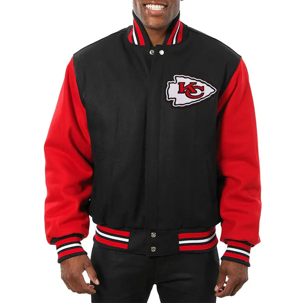 Kansas City Chiefs Varsity Black and Red Wool Jacket - JnJ Jackets