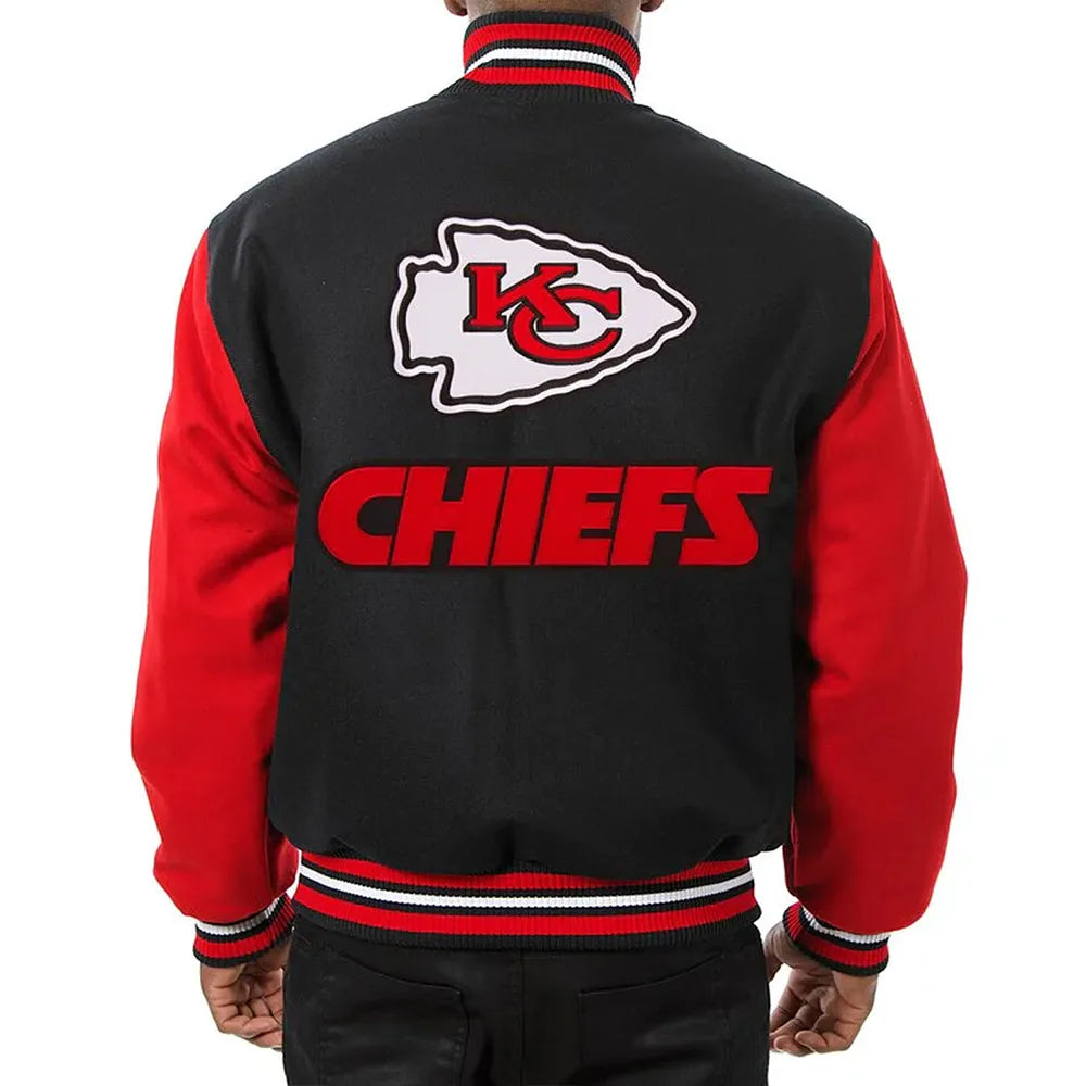 Kansas City Chiefs Varsity Black and Red Wool Jacket - JnJ Jackets