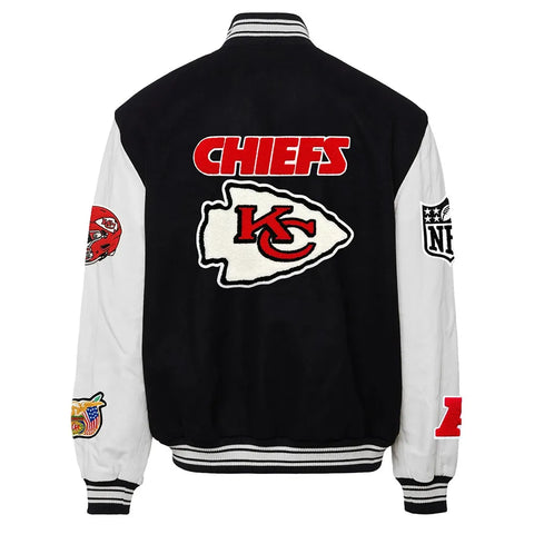 JH Kansas City Chiefs Varsity Black and White Jacket - JnJ Jackets