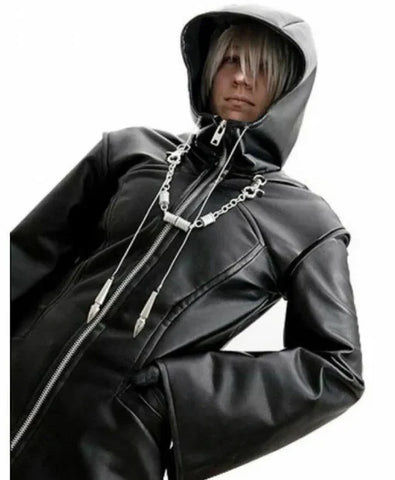 Kingdom Hearts Enigma Leather Hooded Coat