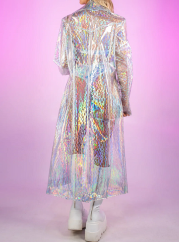 Holo Prism Transparent Trench Coat - jnjjackets
