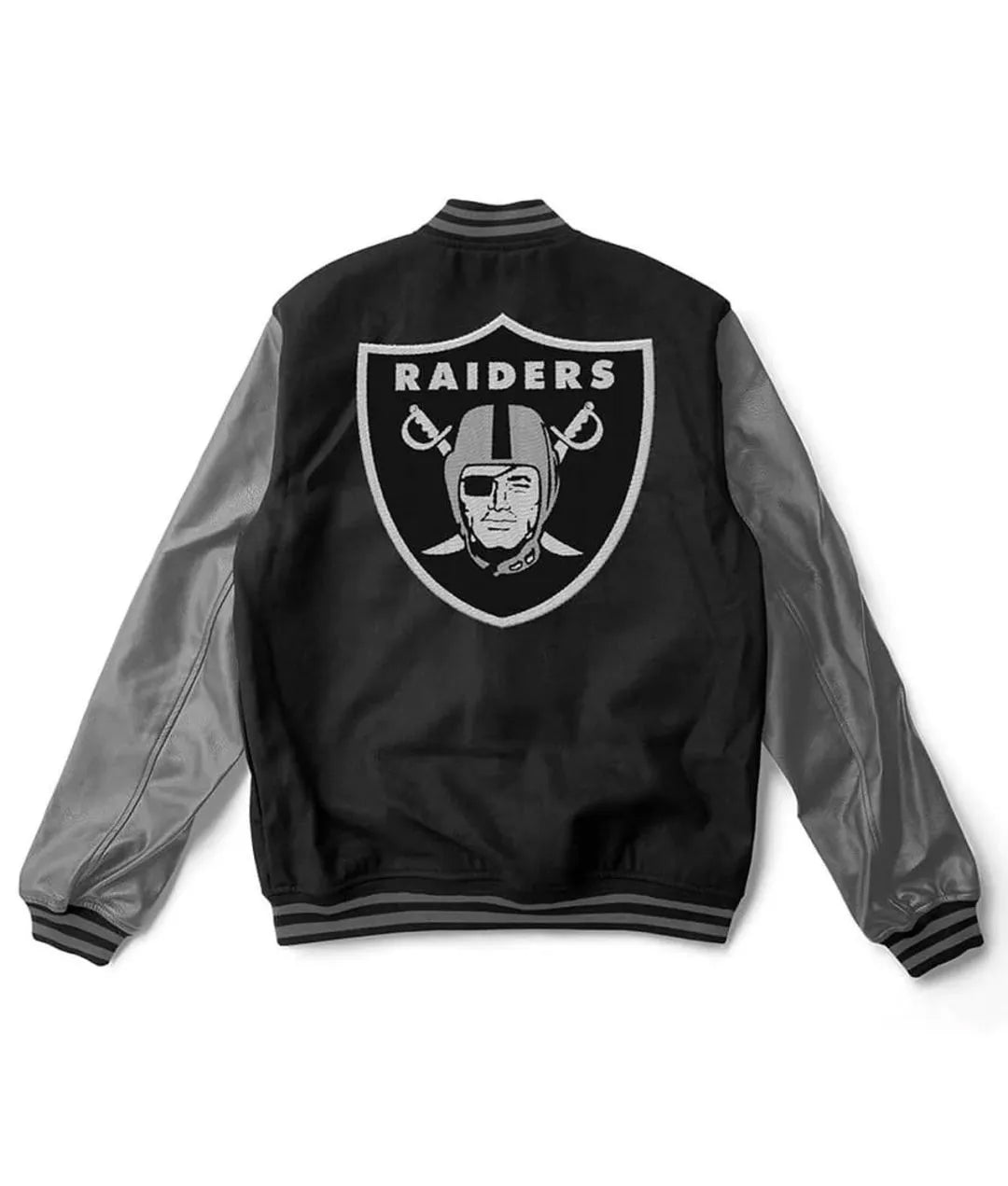 Las Vegas Raiders Black and Gray Varsity Jacket