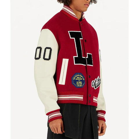 Pop Smoke Louis Vuitton Dreaming Red & Black Varsity Jacket - jnjjackets