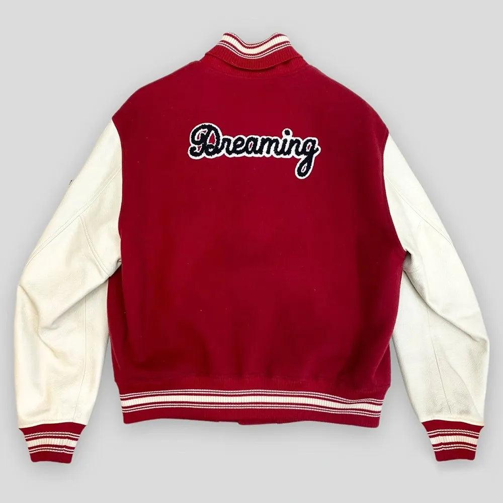 Pop Smoke Louis Vuitton Dreaming Red & Black Varsity Jacket - jnjjackets