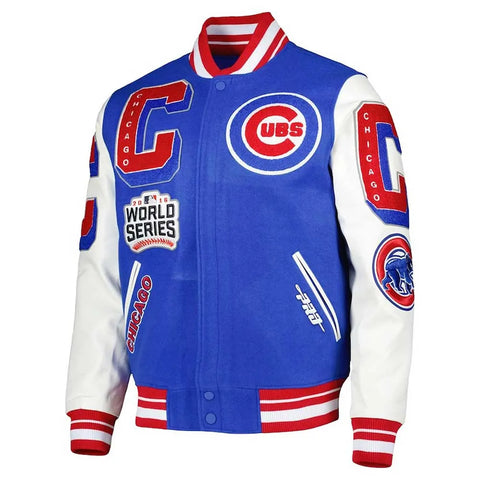 Varsity Chicago Cubs Mash Up White and Royal Blue Jacket