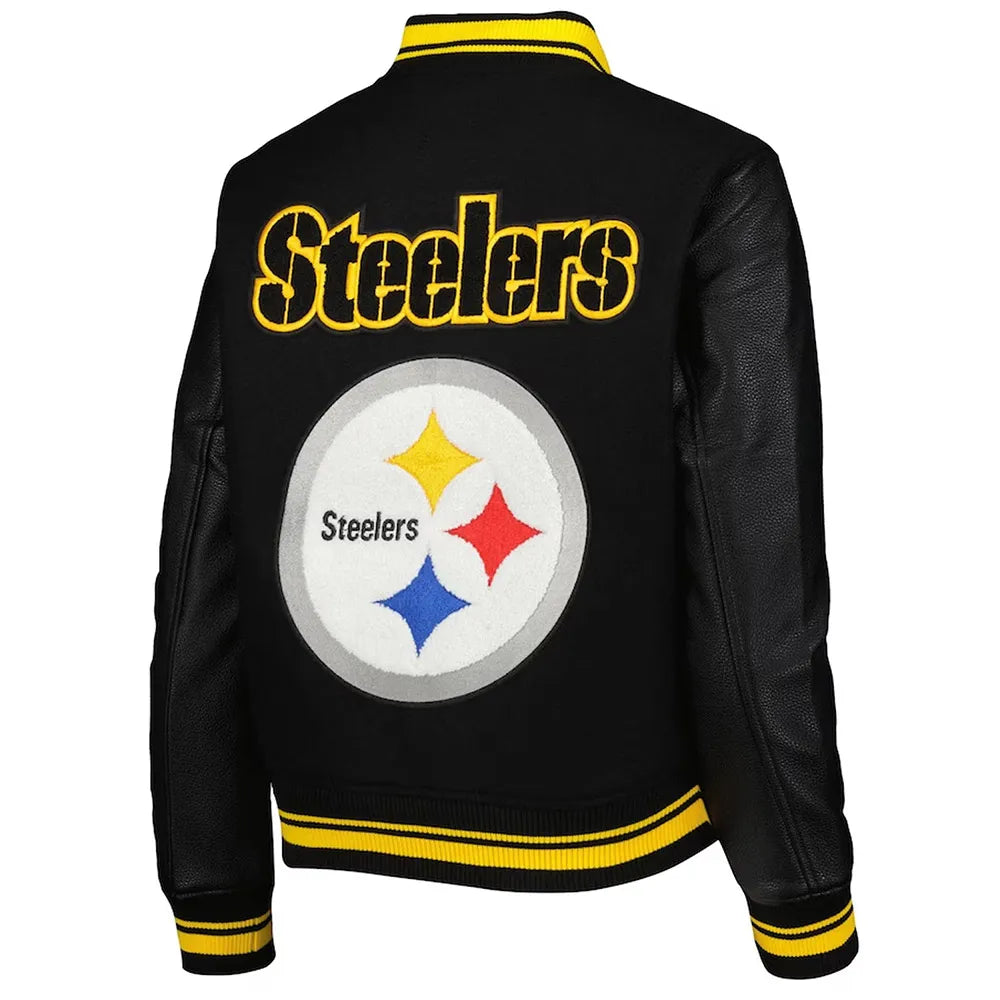 Mash Up Pittsburgh Steelers Black Varsity Jacket