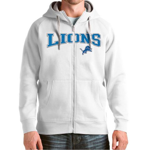White hoodie with 'Lions' text and logo on a white background