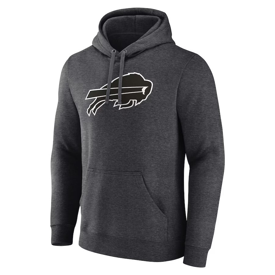 Charcoal Buffalo Bills Monochrome Personalized Name & Number Pullover Hoodie