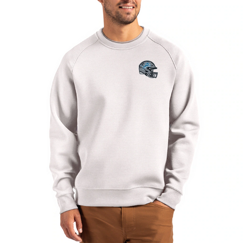 Cutter & Buck Detroit Lions Helmet Roam Recycled Raglan Pullover Sweatshirt